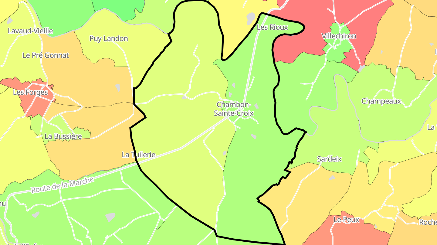 Carte des prix de l'immobilier Chambon-Sainte-Croix