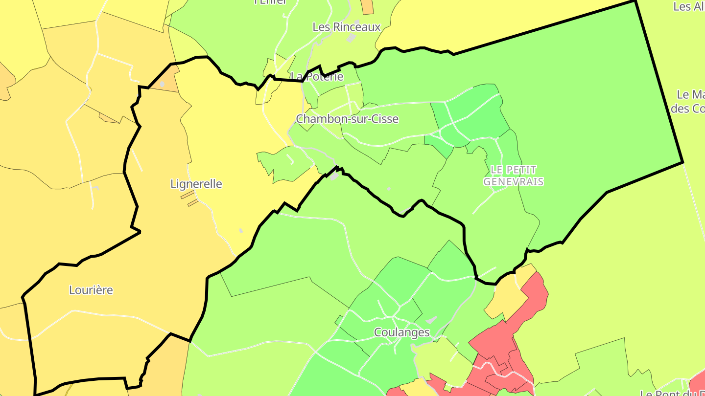 Carte des prix de l'immobilier Chambon-sur-Cisse