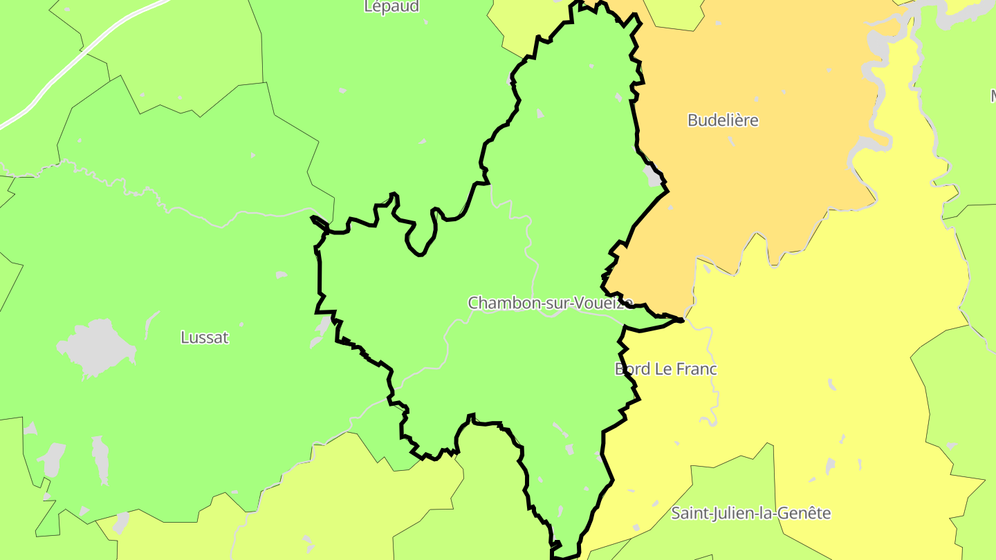 Carte des prix de l'immobilier Chambon-sur-Voueize