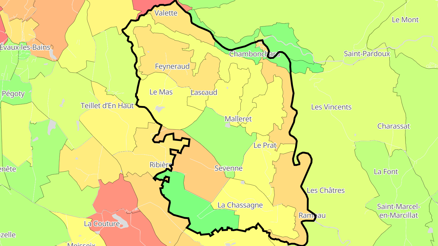 Carte des prix de l'immobilier Chambonchard