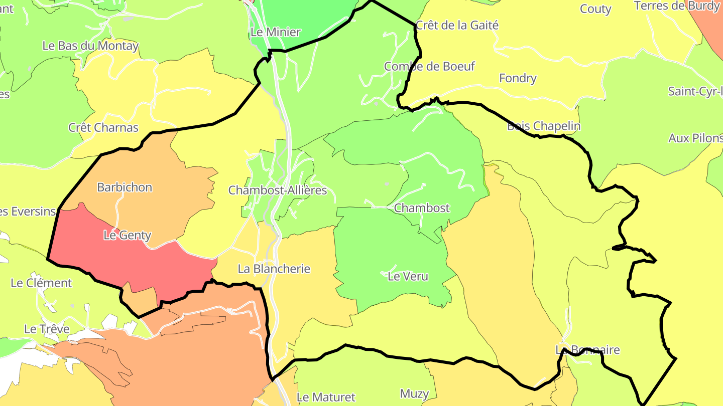 Carte des prix de l'immobilier Chambost-Allières
