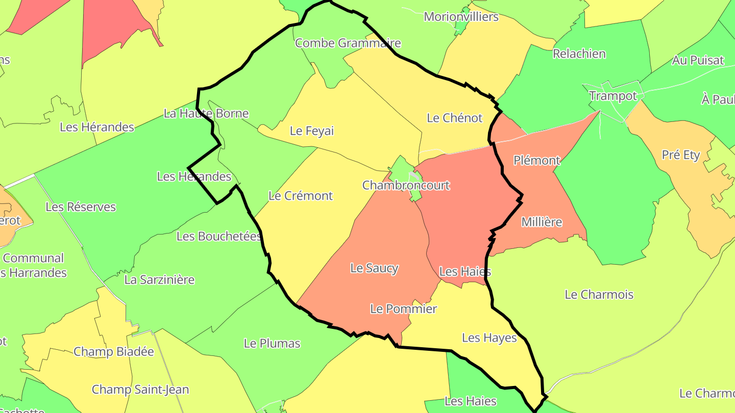 Carte des prix de l'immobilier Chambroncourt