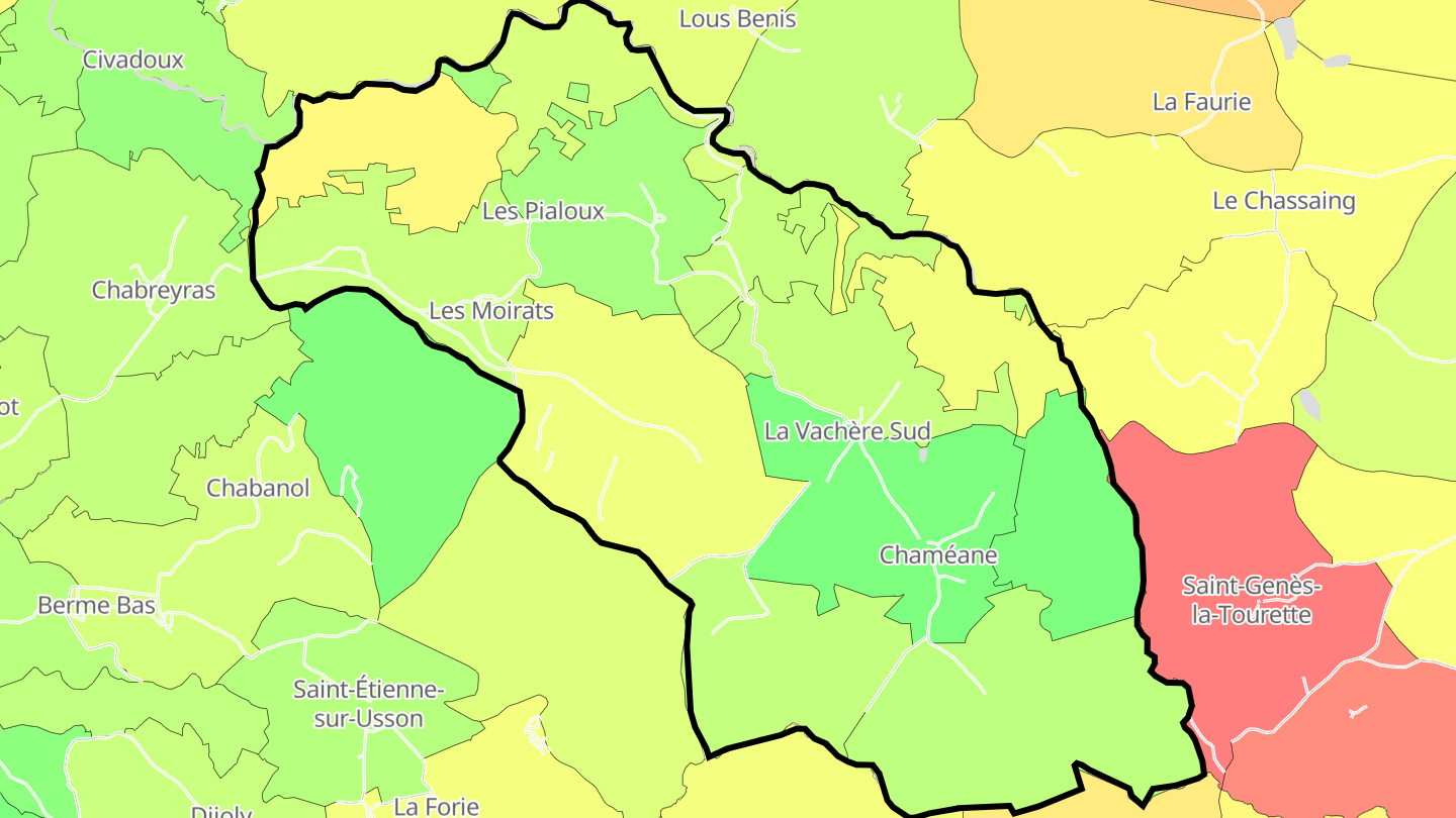Carte des prix de l'immobilier Chaméane