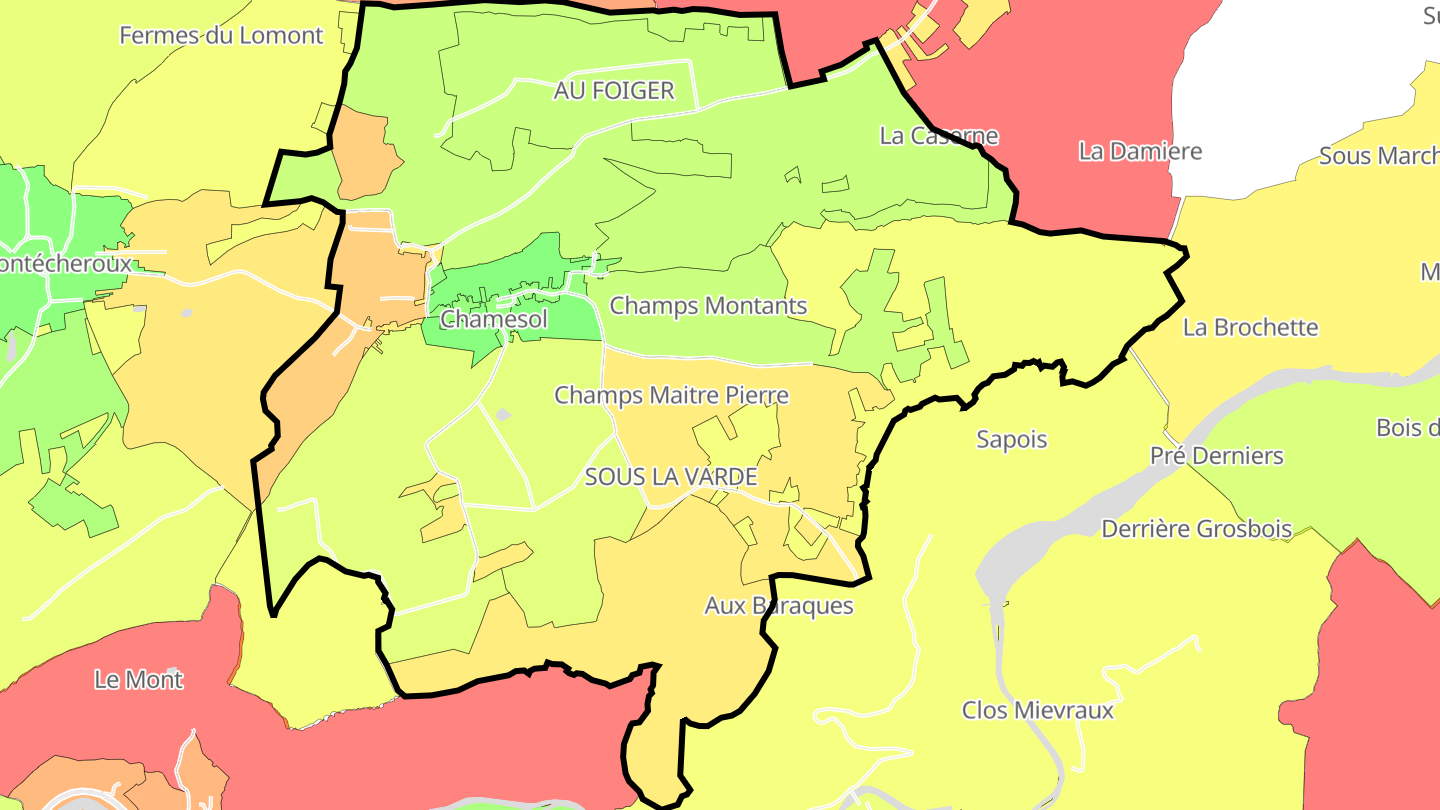 Carte des prix de l'immobilier Chamesol