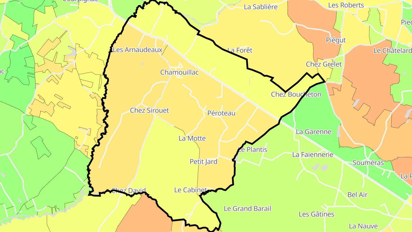 Carte des prix de l'immobilier Chamouillac