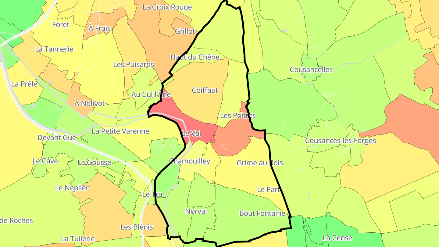 Carte des prix de l'immobilier Chamouilley