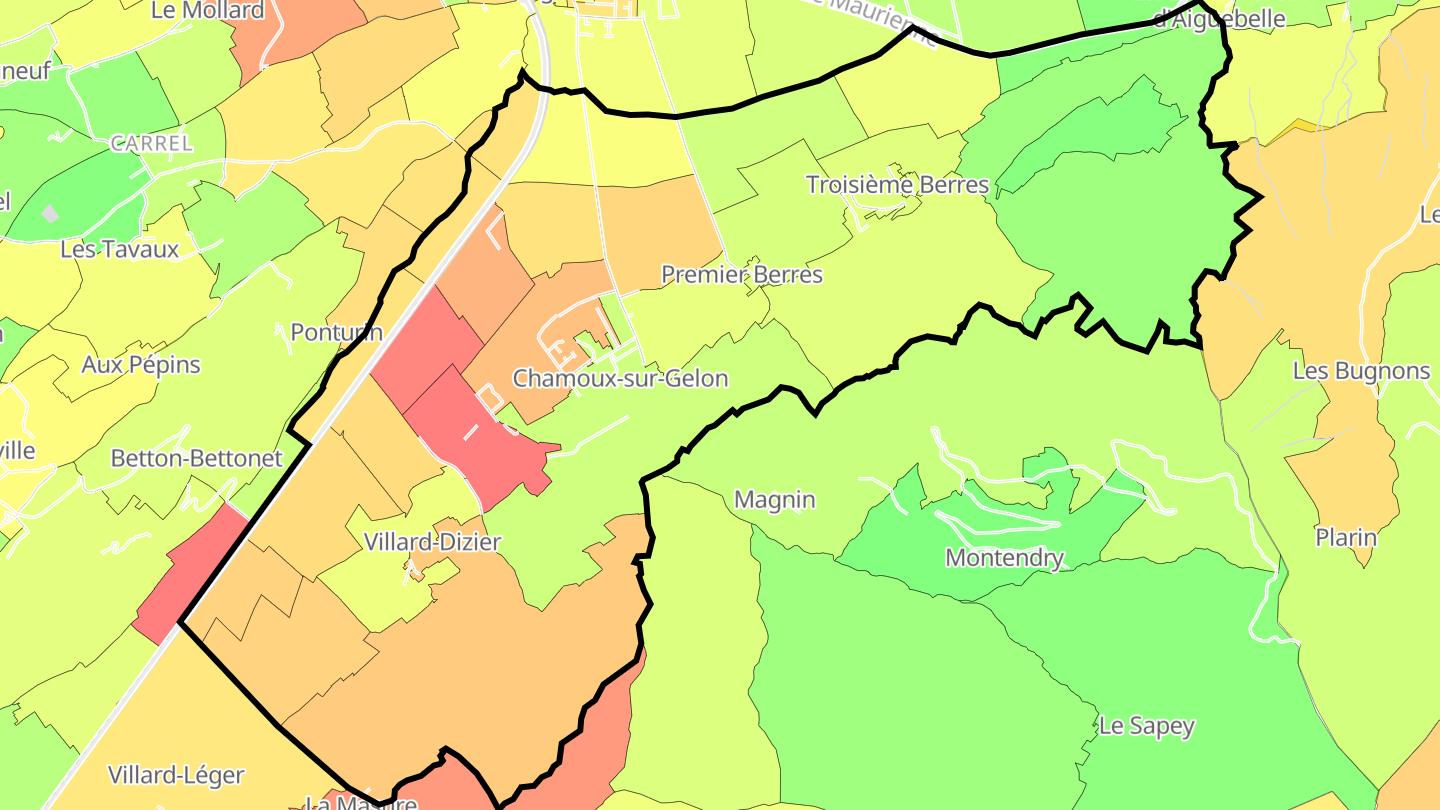 Carte des prix de l'immobilier Chamoux-sur-Gelon