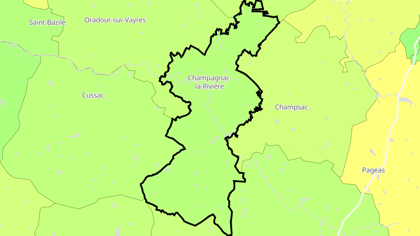 Carte des prix de l'immobilier Champagnac-la-Rivière