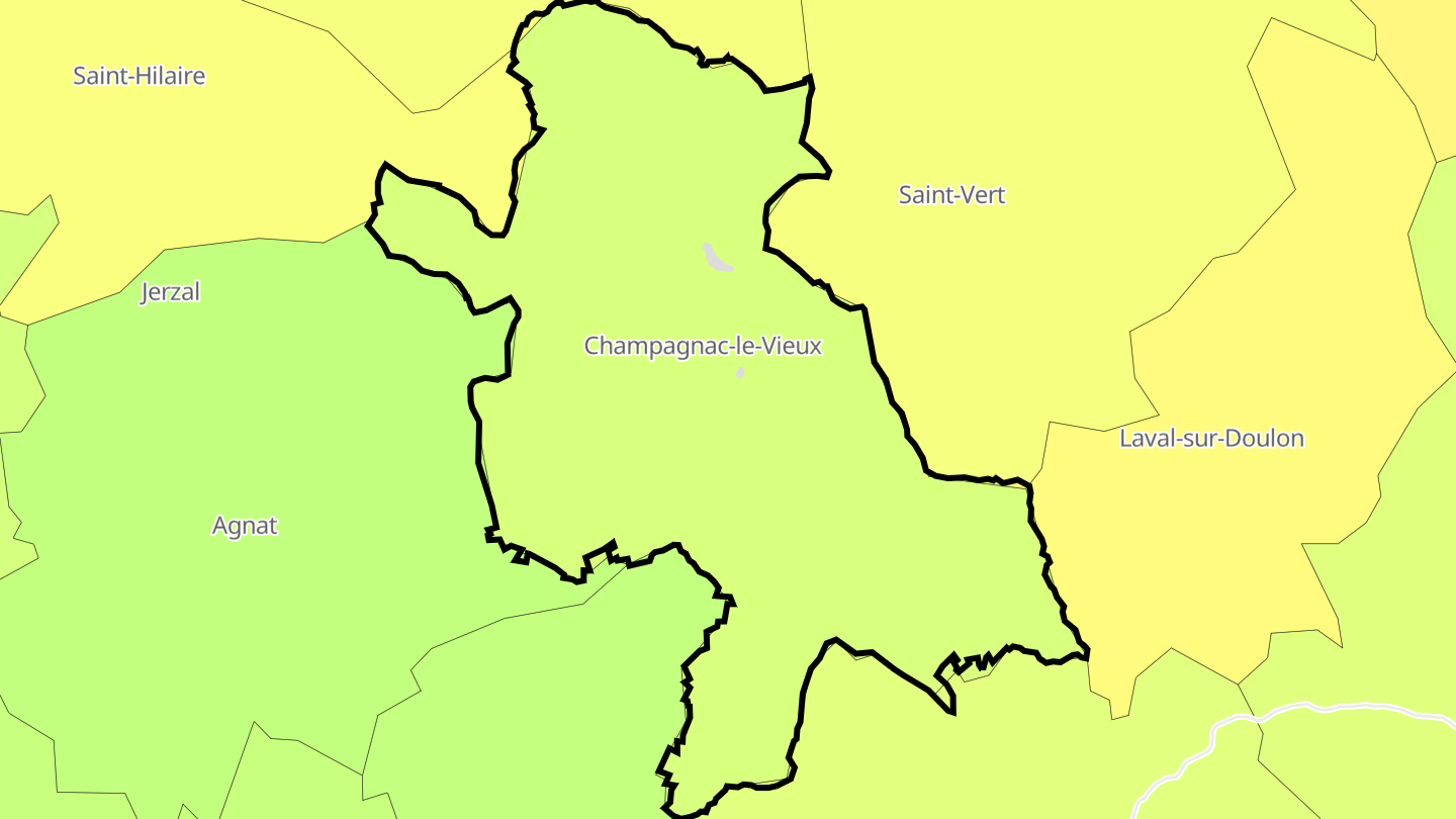 Carte des prix de l'immobilier Champagnac-le-Vieux