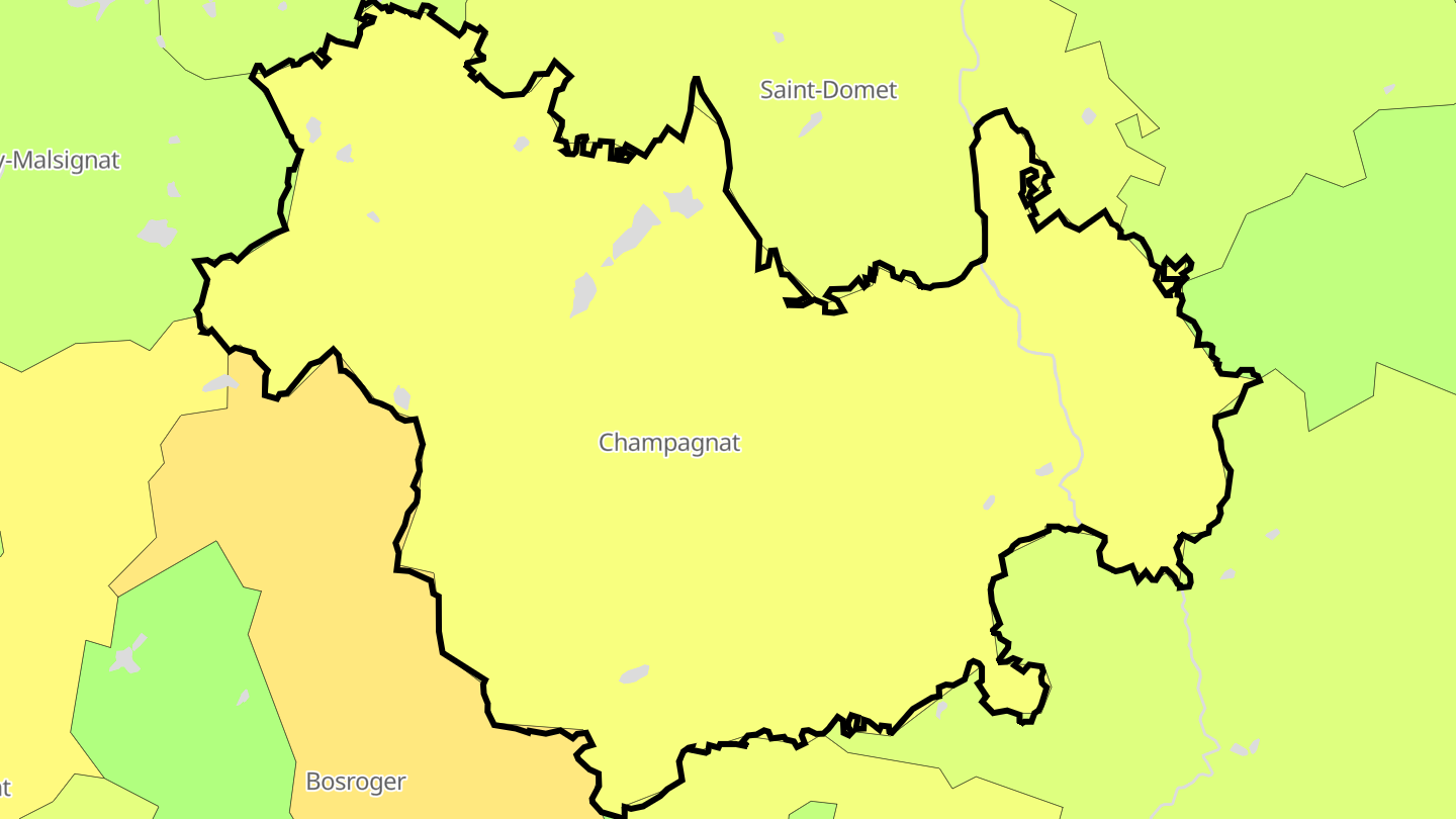 Carte des prix de l'immobilier Champagnat
