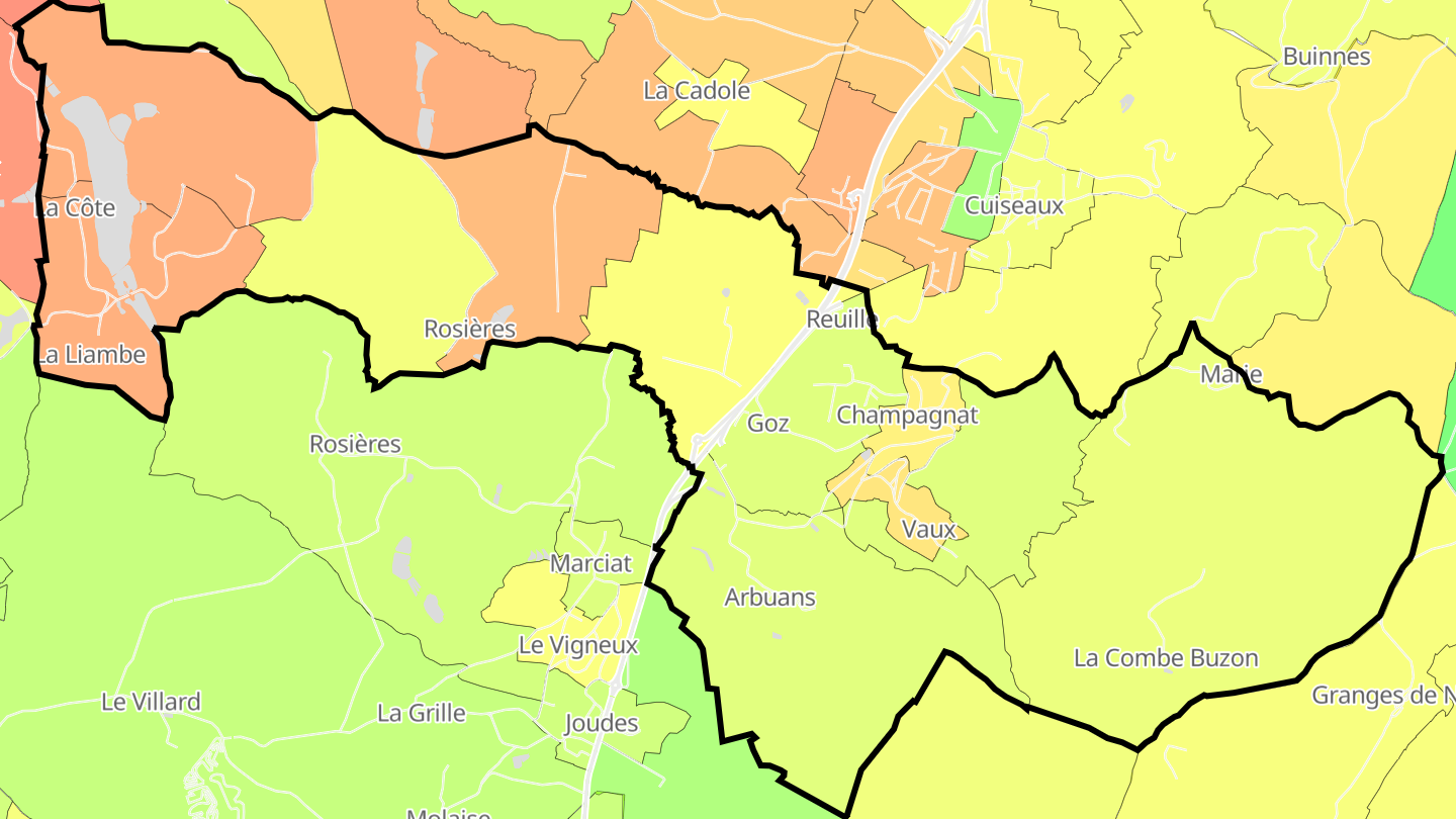 Carte des prix de l'immobilier Champagnat