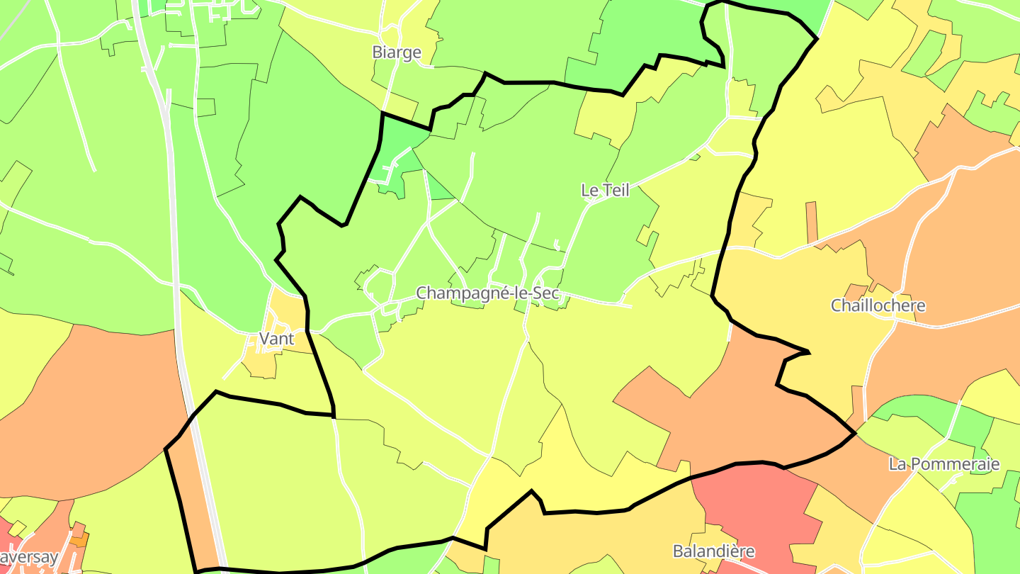 Carte des prix de l'immobilier Champagné-le-Sec