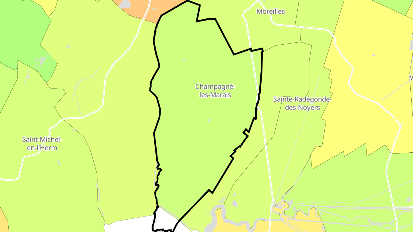Carte des prix de l'immobilier Champagné-les-Marais