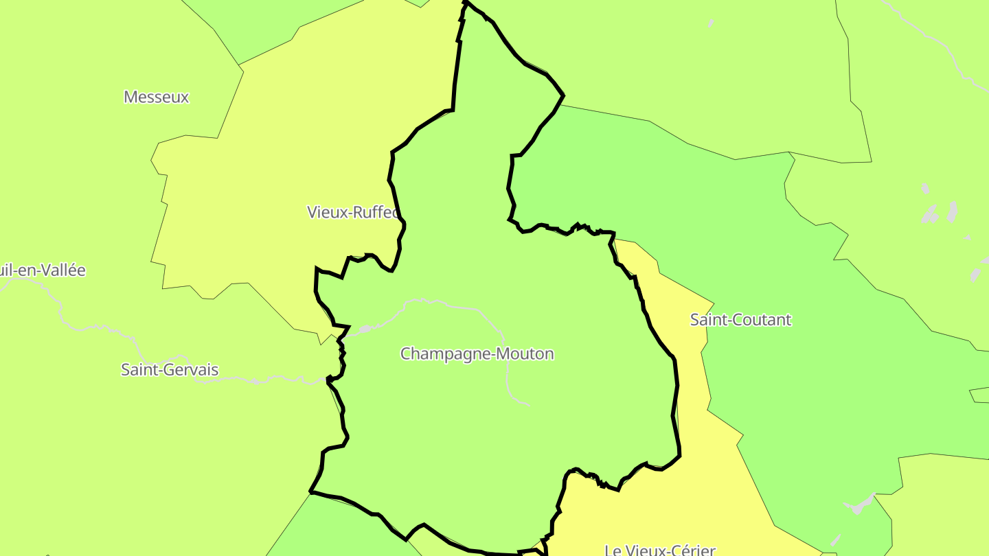 Carte des prix de l'immobilier Champagne-Mouton