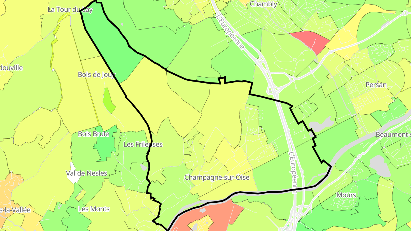 Carte des prix de l'immobilier Champagne-sur-Oise