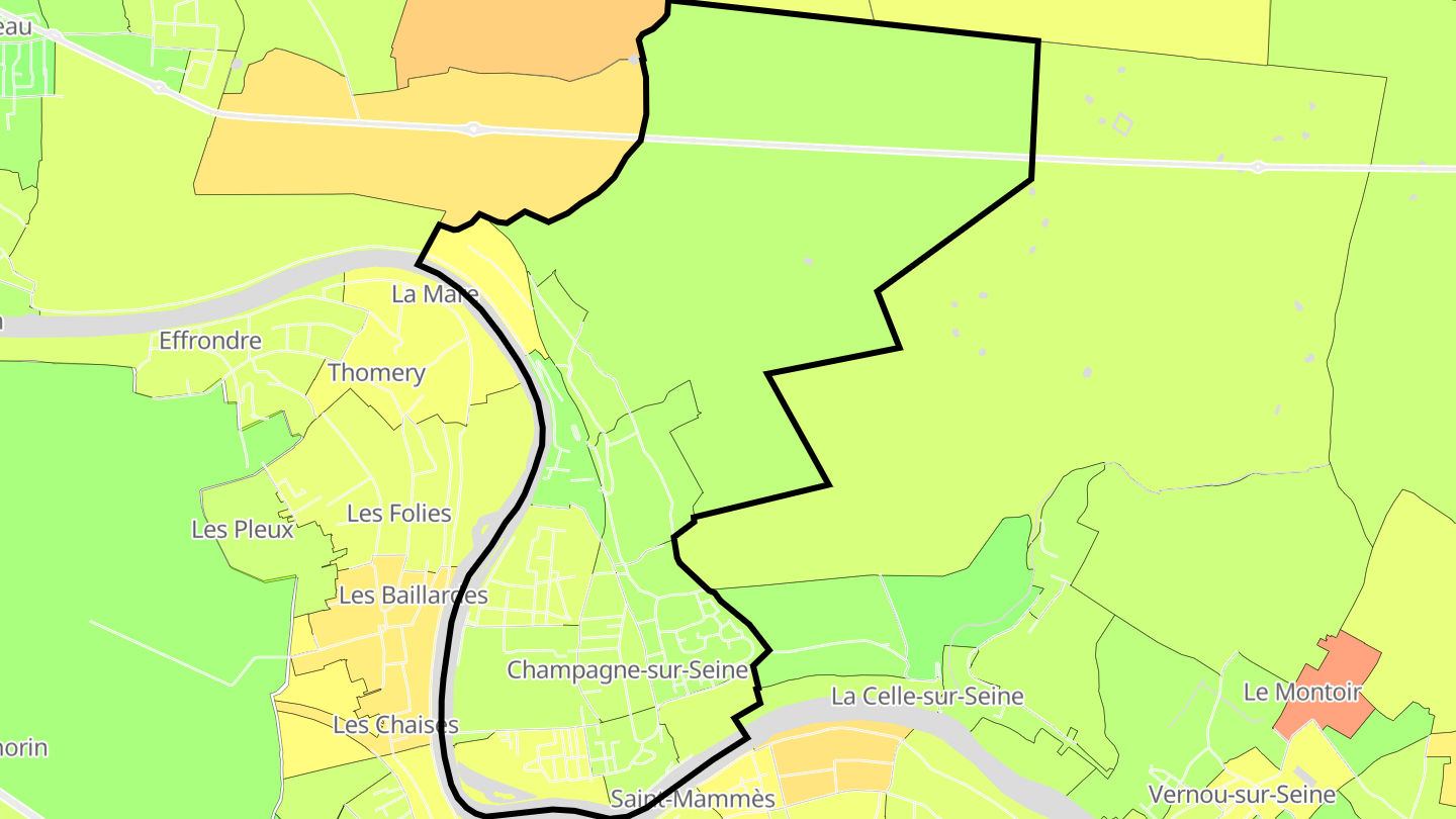 Carte des prix de l'immobilier Champagne-sur-Seine