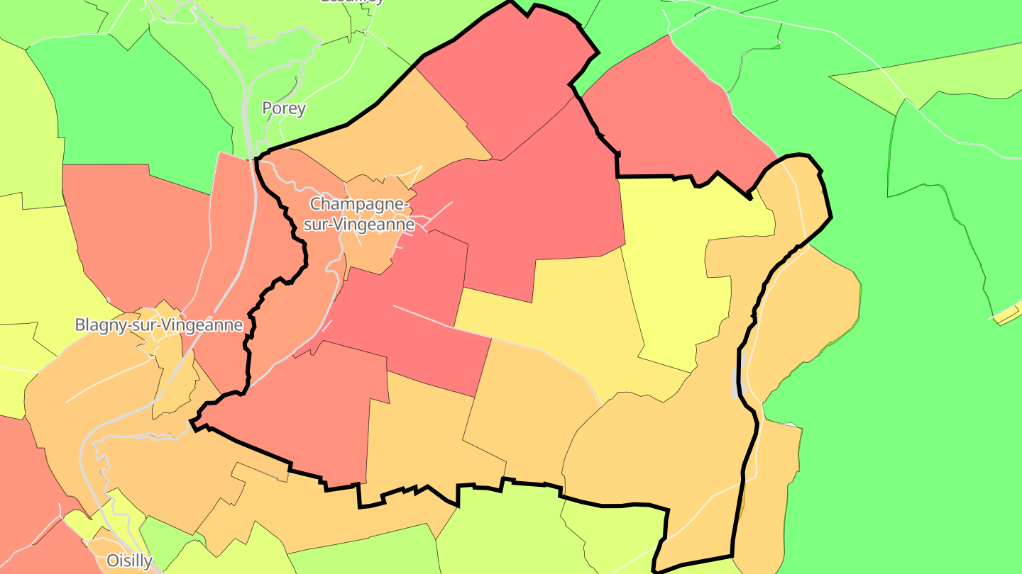 Carte des prix de l'immobilier Champagne-sur-Vingeanne