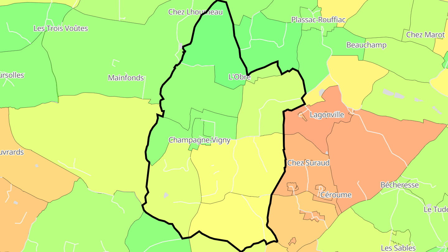 Carte des prix de l'immobilier Champagne-Vigny