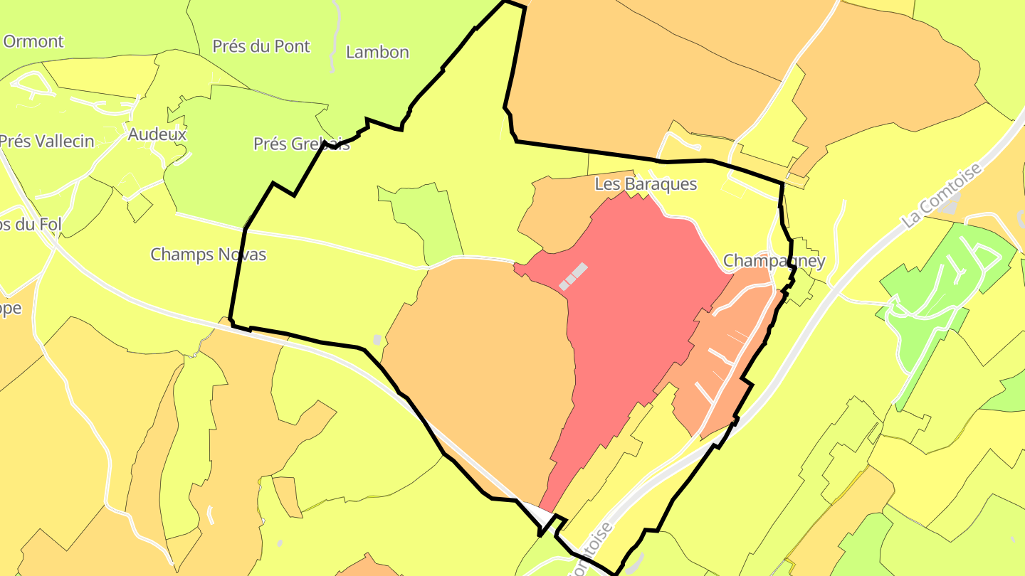 Carte des prix de l'immobilier Champagney
