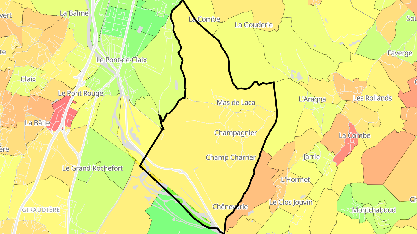Carte des prix de l'immobilier Champagnier