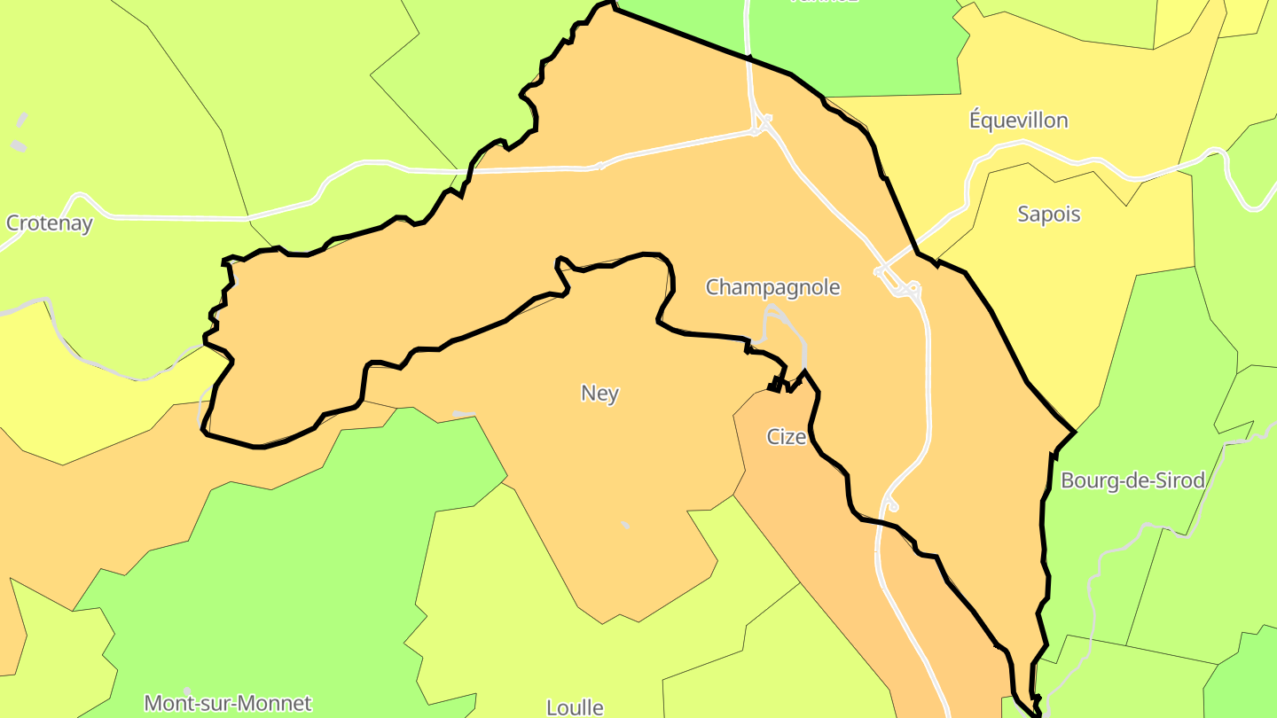 Carte des prix de l'immobilier Champagnole