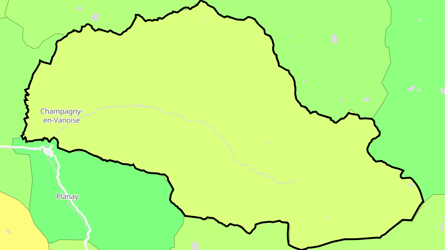 Carte des prix de l'immobilier Champagny-en-Vanoise
