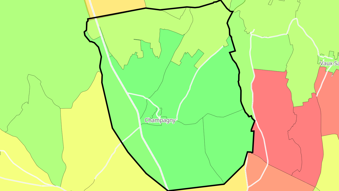 Carte des prix de l'immobilier Champagny