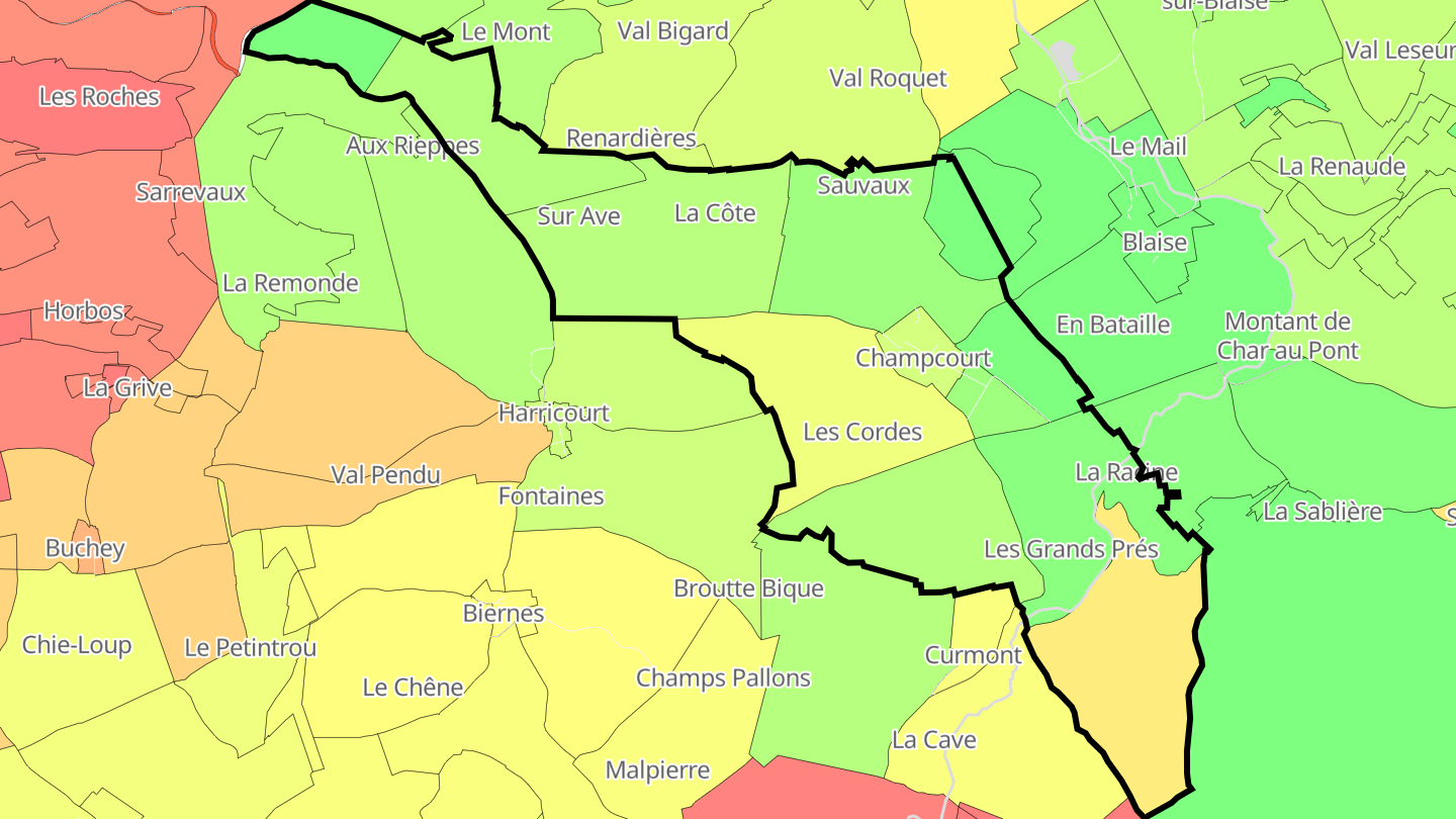 Carte des prix de l'immobilier Champcourt