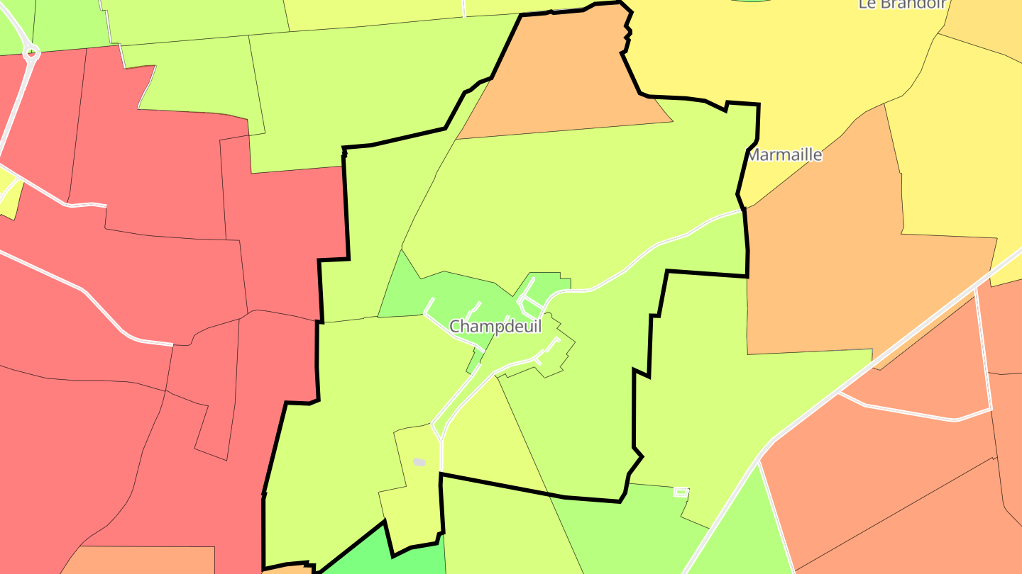 Carte des prix de l'immobilier Champdeuil