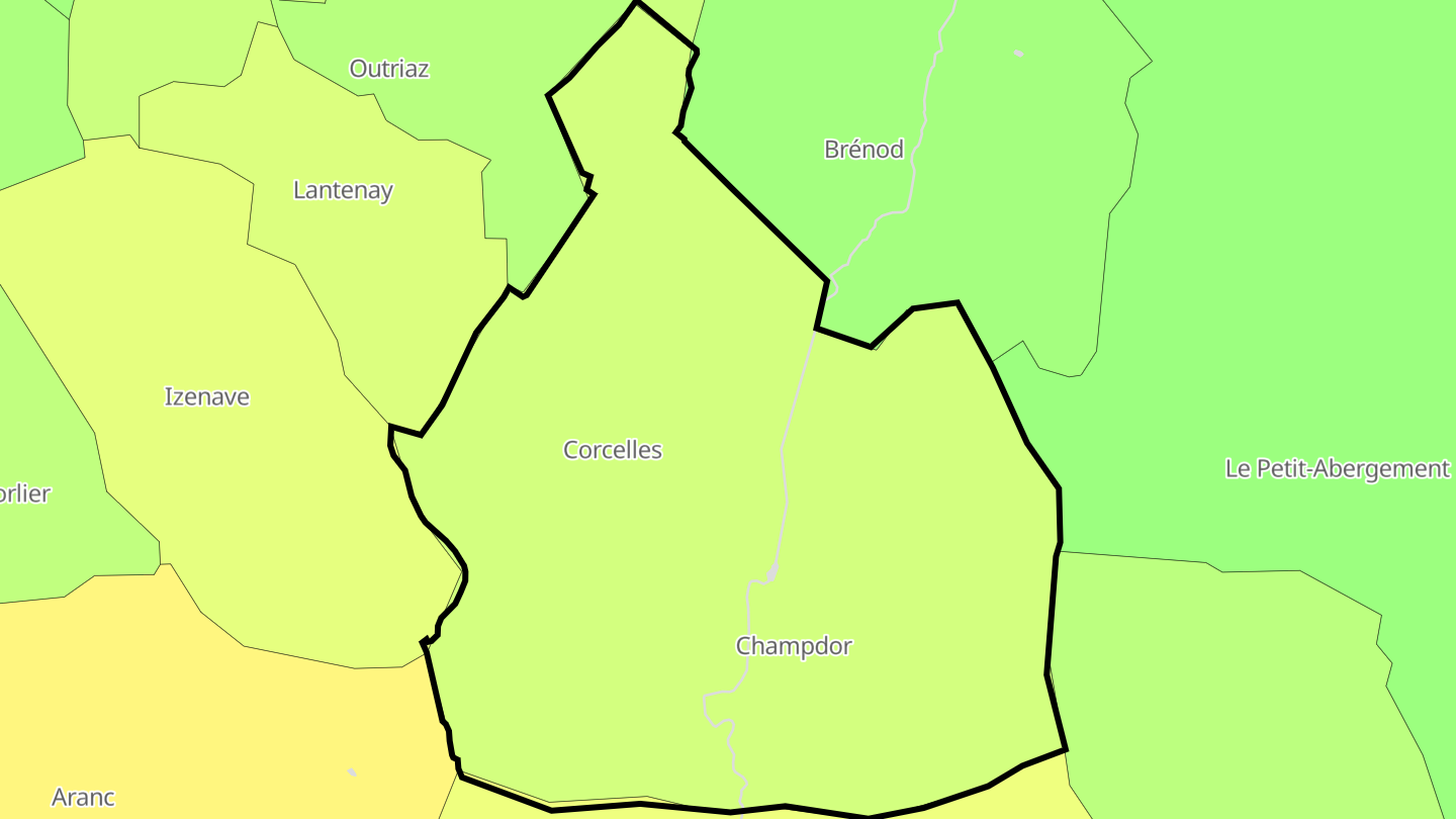 Carte des prix de l'immobilier Champdor-Corcelles