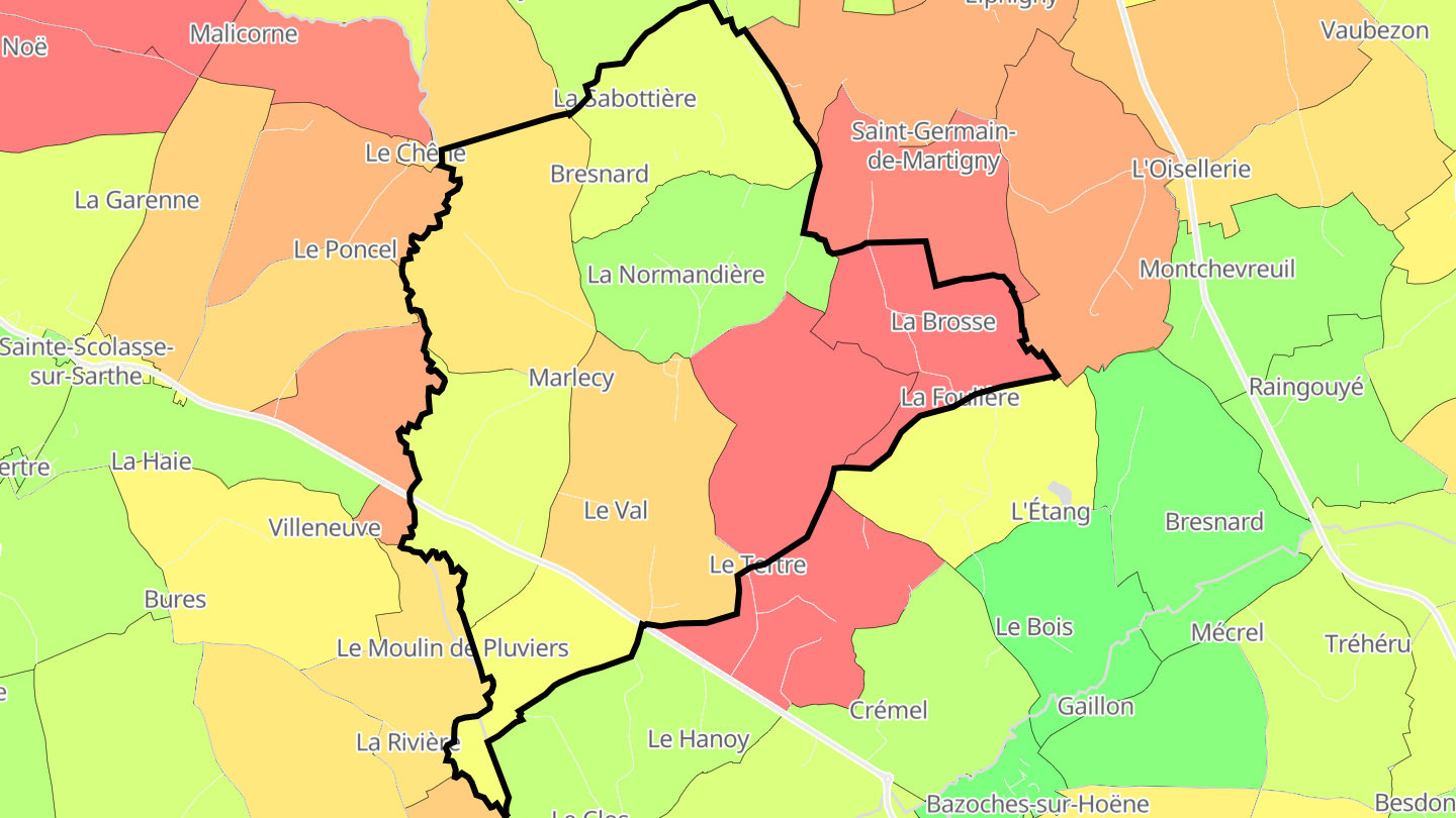 Carte des prix de l'immobilier Champeaux-sur-Sarthe
