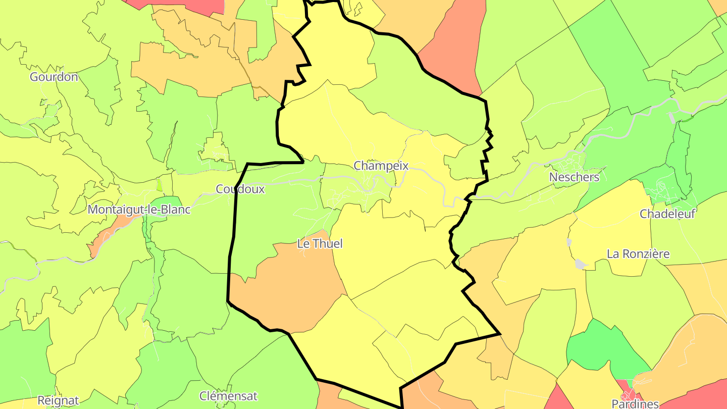 Carte des prix de l'immobilier Champeix