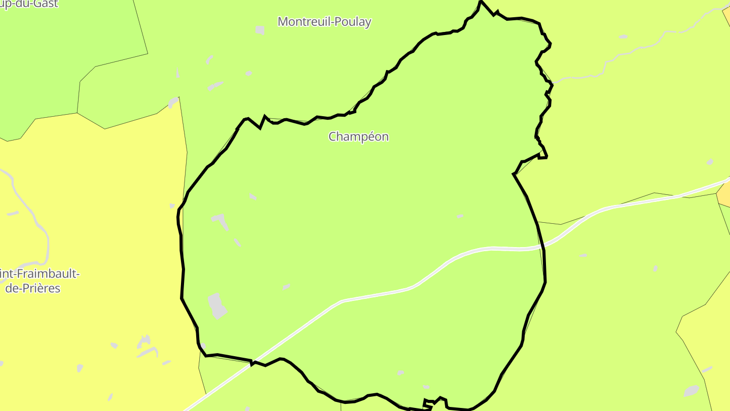 Carte des prix de l'immobilier Champéon