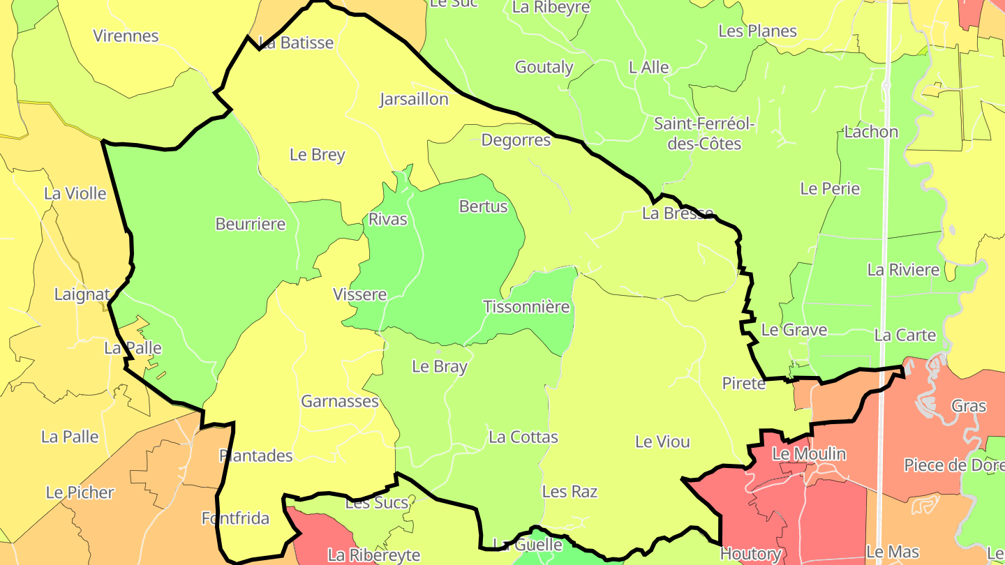 Carte des prix de l'immobilier Champétières