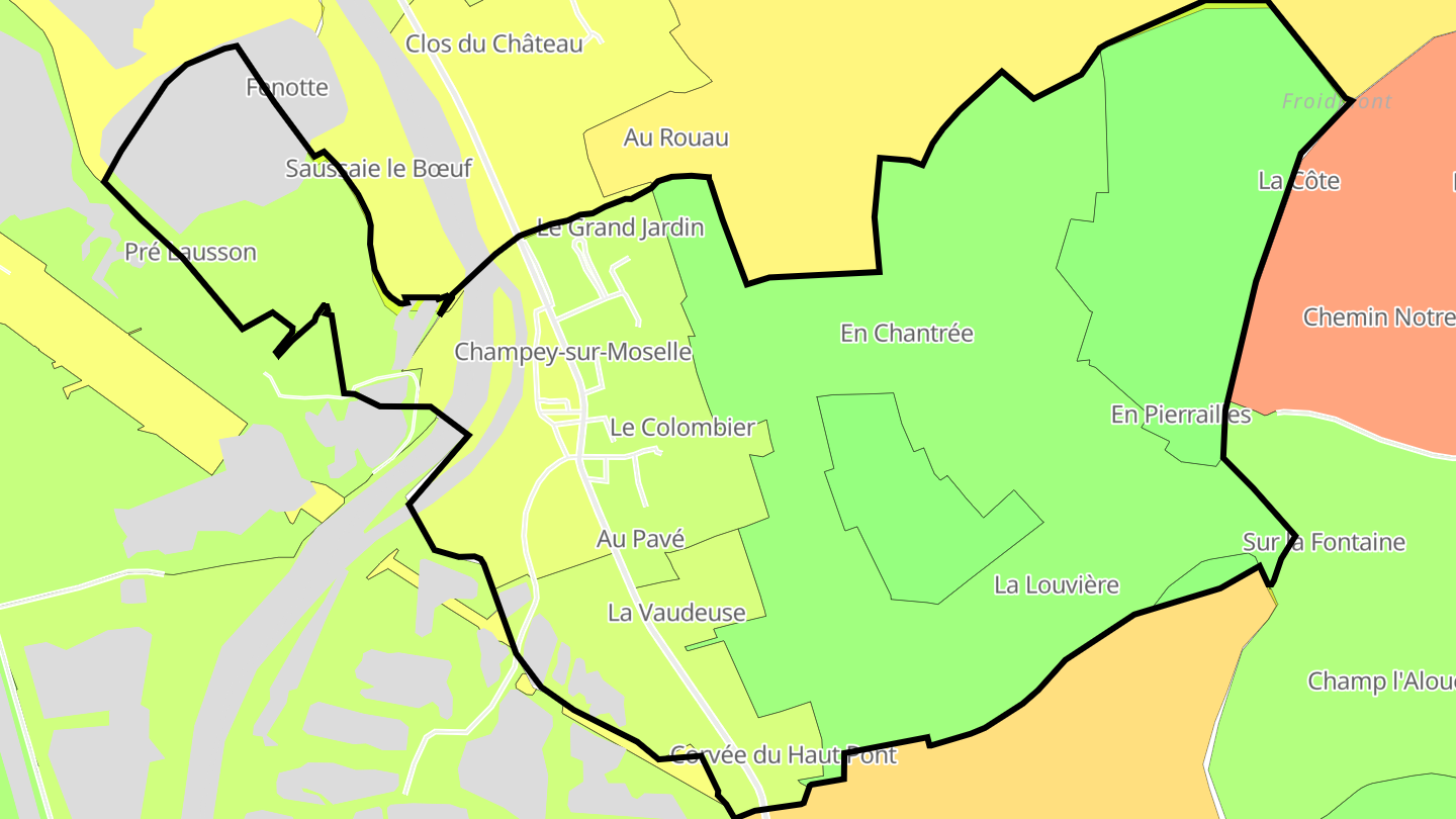 Carte des prix de l'immobilier Champey-sur-Moselle