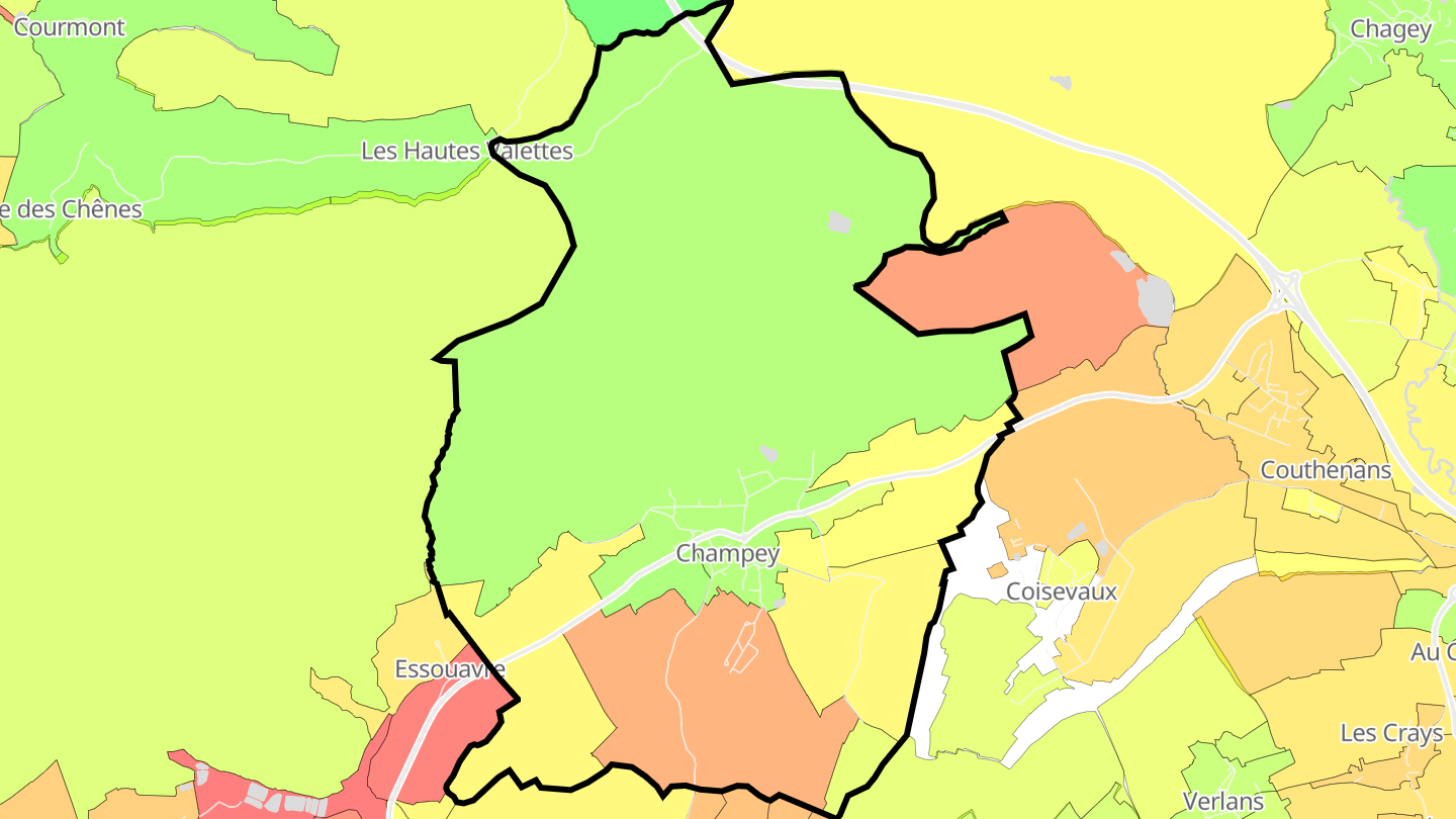 Carte des prix de l'immobilier Champey