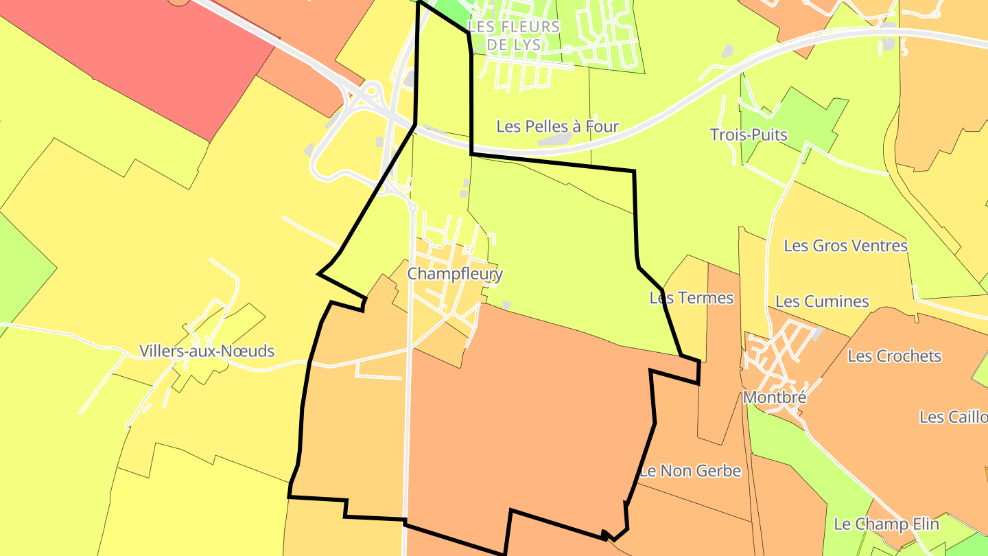 Carte des prix de l'immobilier Champfleury