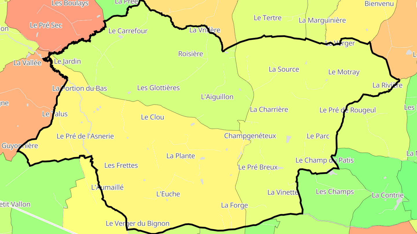 Carte des prix de l'immobilier Champgenéteux