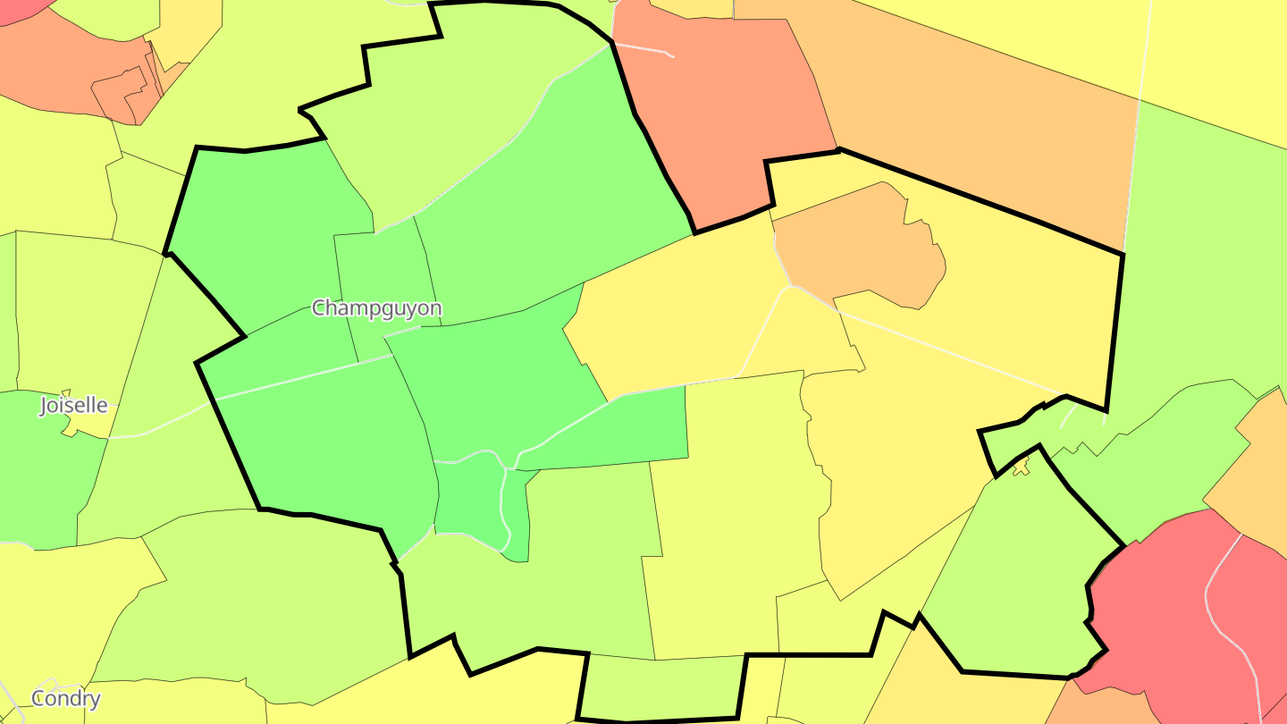 Carte des prix de l'immobilier Champguyon