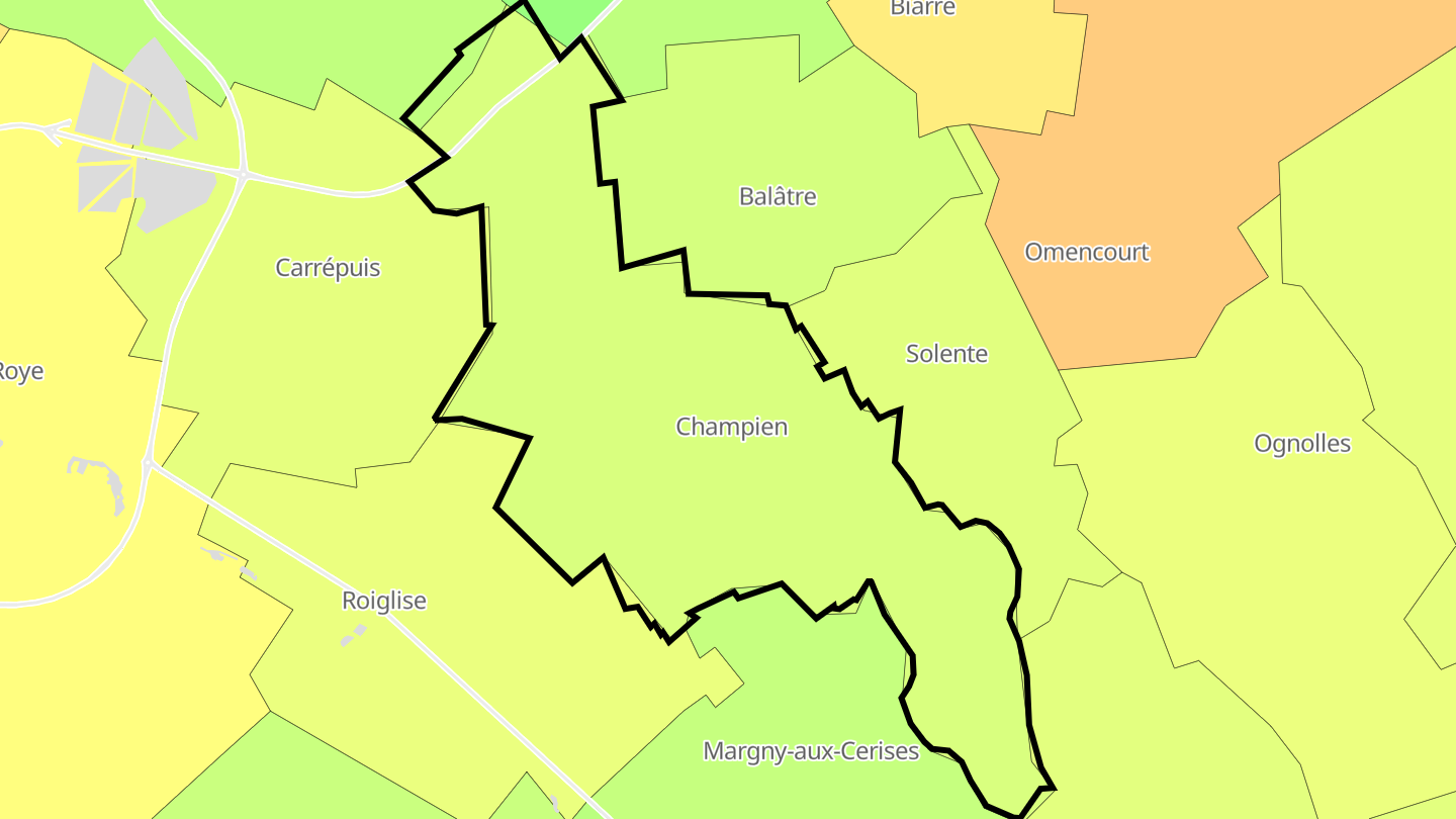 Carte des prix de l'immobilier Champien