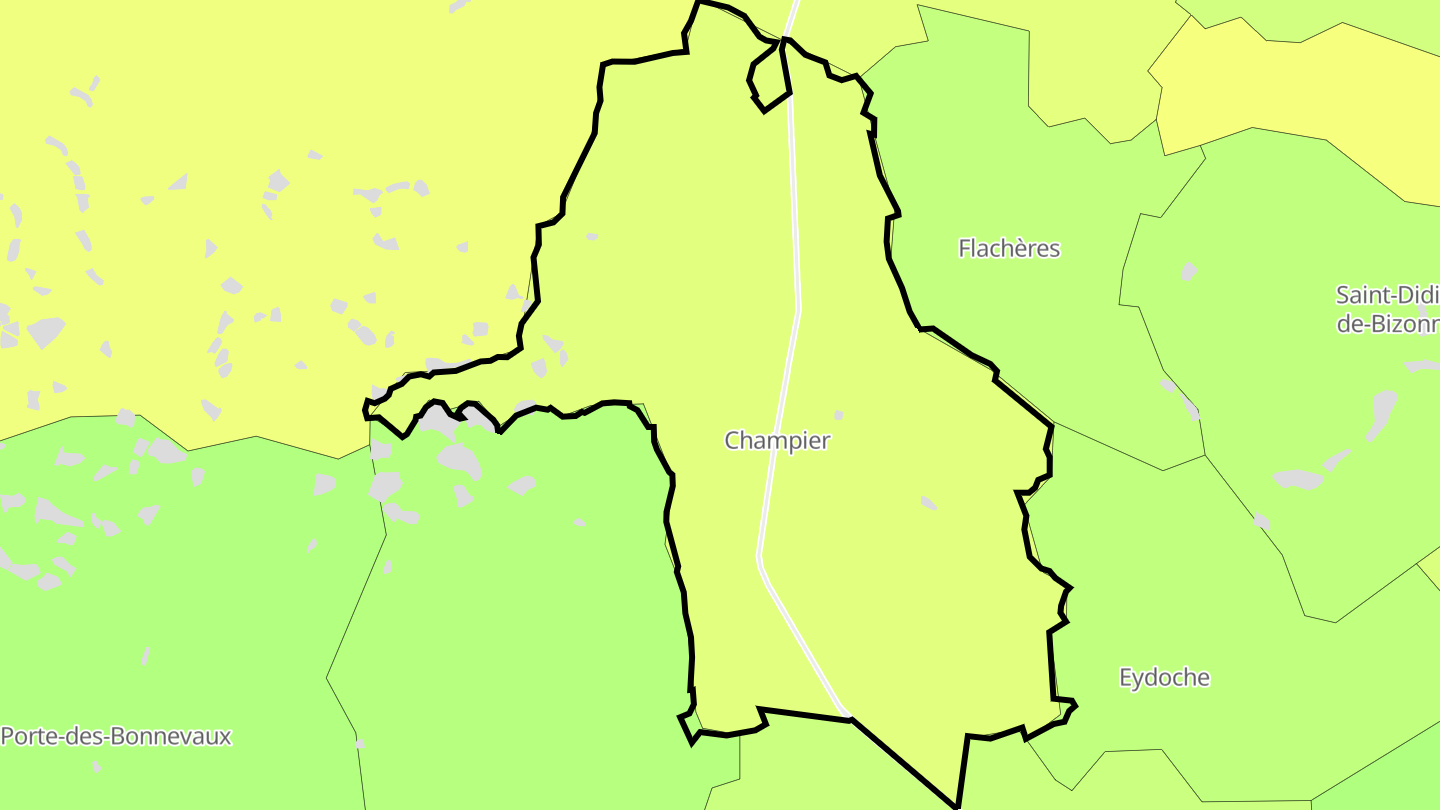 Carte des prix de l'immobilier Champier