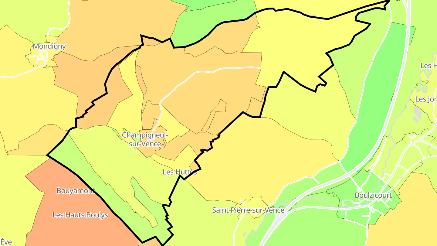 Carte des prix de l'immobilier Champigneul-sur-Vence