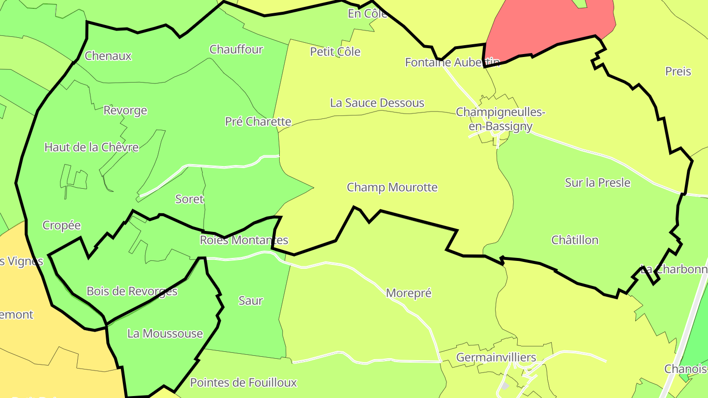 Carte des prix de l'immobilier Champigneulles-en-Bassigny