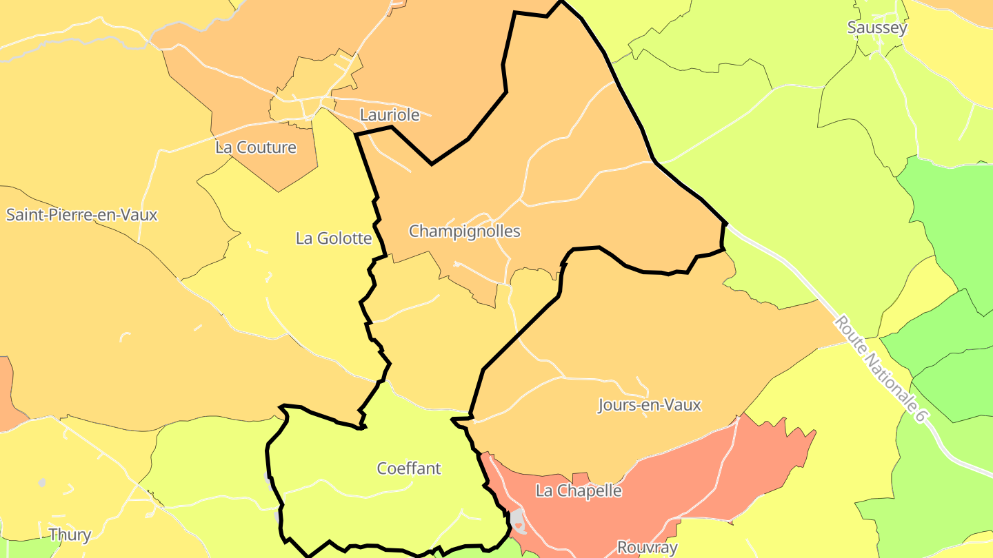 Carte des prix de l'immobilier Champignolles