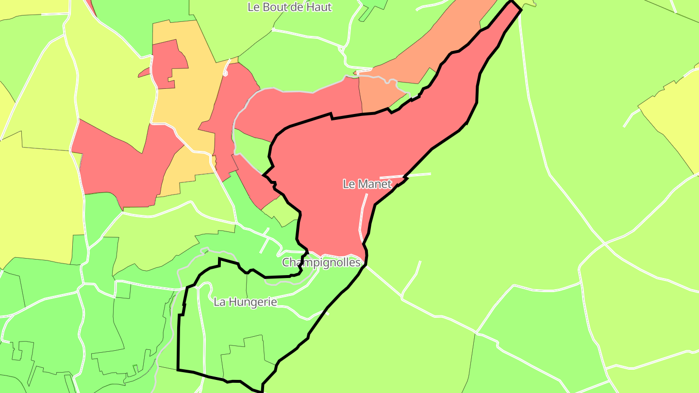 Carte des prix de l'immobilier Champignolles