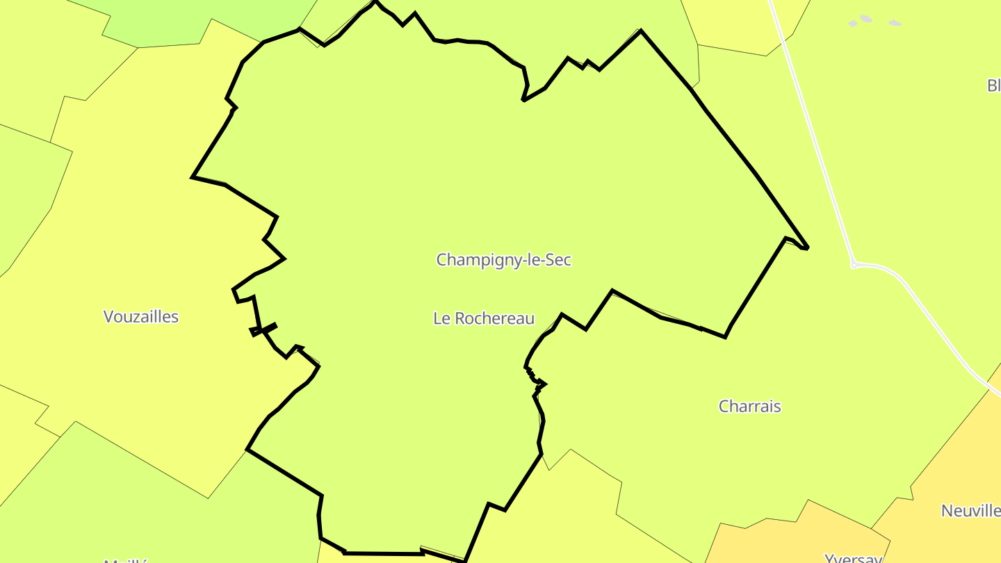 Carte des prix de l'immobilier Champigny en Rochereau