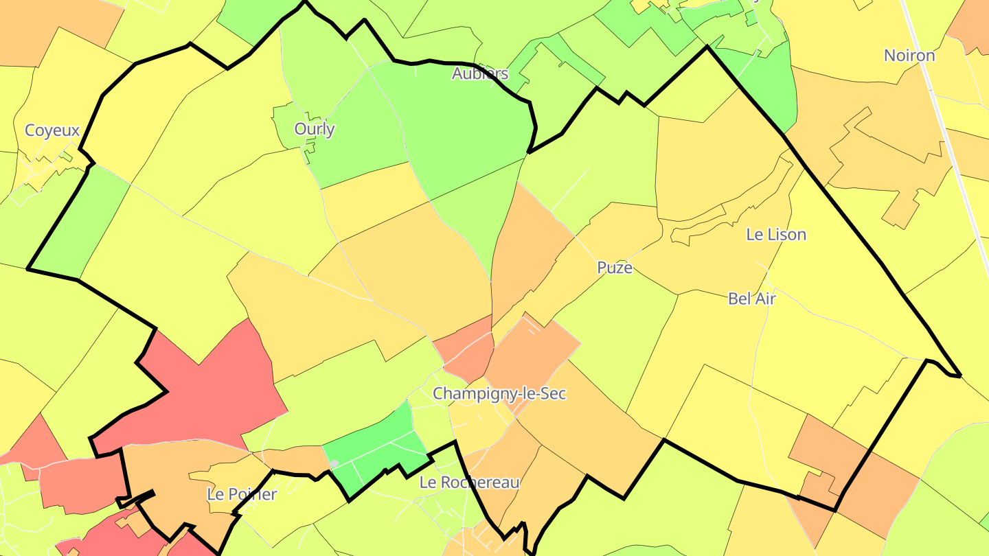 Carte des prix de l'immobilier Champigny-le-Sec