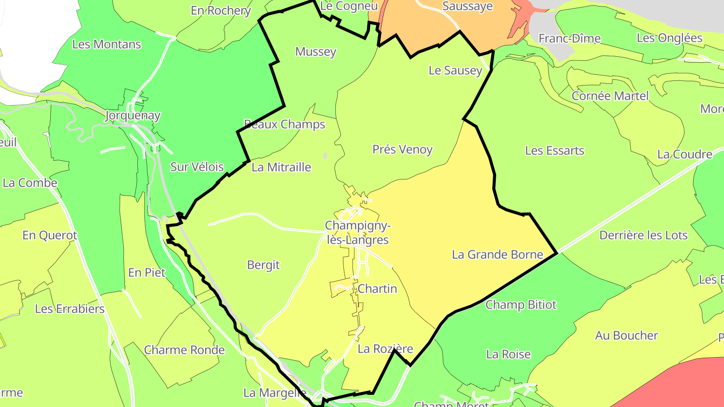 Carte des prix de l'immobilier Champigny-lès-Langres