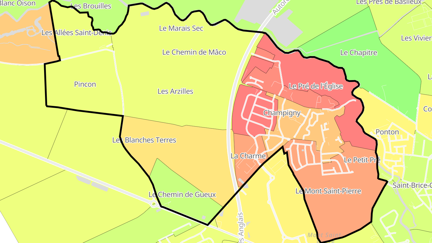 Carte des prix de l'immobilier Champigny