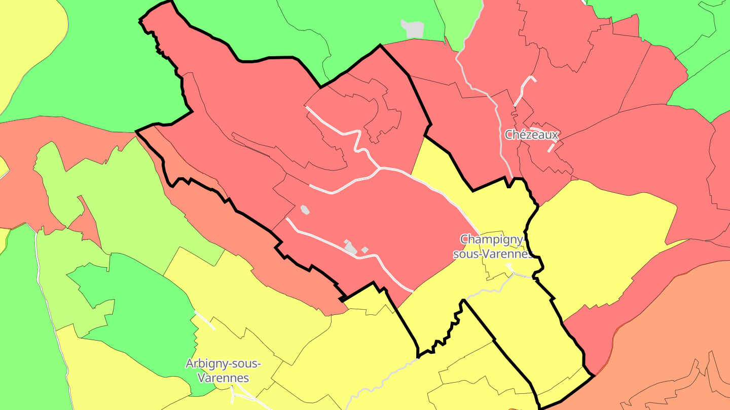 Carte des prix de l'immobilier Champigny-sous-Varennes